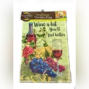 GARDEN FLAG  NWT Briarwood Lane Wine Themed Multicolor 12.5 x 18”